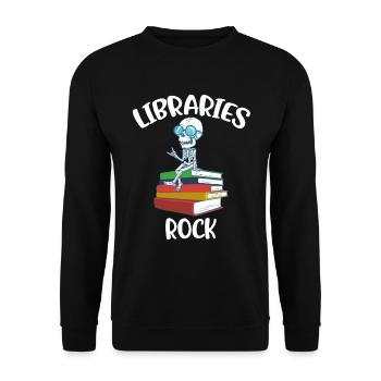 Libraries Rock Bibliothekarin Geschenk - Unisex Pullover - Schwarz - Vorne - Alina (178cm) & Michal (187cm)