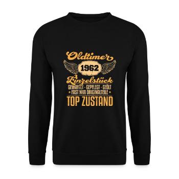 60 Jahre 1962 Jahrgang 60. Geburtstag Geschenkidee - Unisex Pullover - Schwarz - Vorne - Alina (178cm) & Michal (187cm)