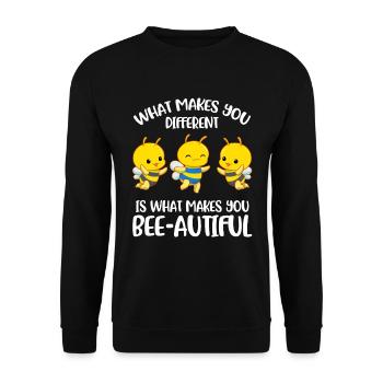 Different Down Syndrome Awareness Geschenk - Unisex Pullover - Schwarz - Vorne - Alina (178cm) & Michal (187cm)
