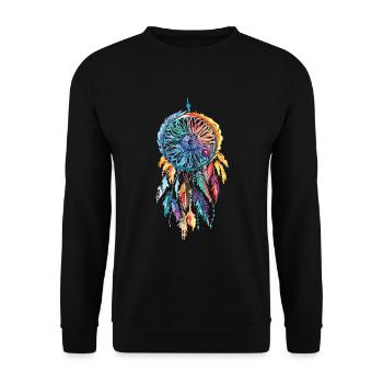 Dreamcatcher Traumfänger Mode für Damen - Unisex Pullover - Schwarz - Vorne - Alina (178cm) & Michal (187cm)
