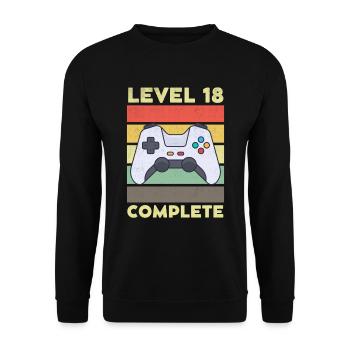 Level 18 Complete 18 years 18th birthday - Unisex Sweatshirt - black - Front - Alina (178cm) & Michal (187cm)