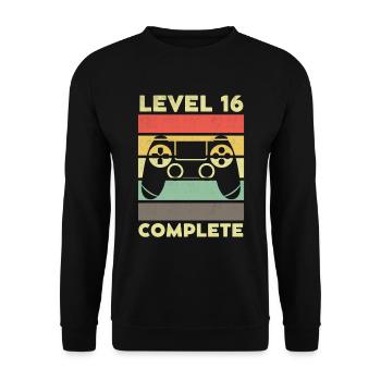 Level 16 Complete 16 Jahre 16. Geburtstag - Unisex Pullover - Schwarz - Vorne - Alina (178cm) & Michal (187cm)