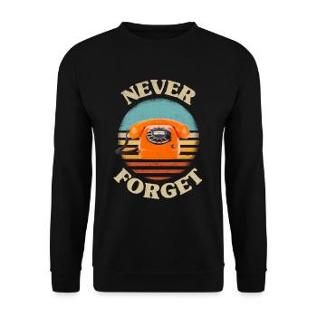 Retro telefon Never Forget Nostalgie Vintage - Unisex Pullover - Schwarz - Vorne - Alina (178cm) & Michal (187cm)