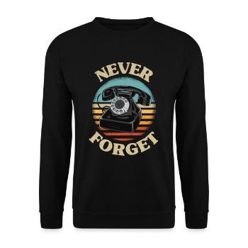 Retro telefon Never Forget Nostalgie Vintage - Unisex Pullover - Schwarz - Vorne - Alina (178cm) & Michal (187cm)