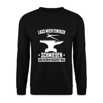 Schmieden Amboss Schmied Geschenkidee - Unisex Pullover - Schwarz - Vorne - Alina (178cm) & Michal (187cm)