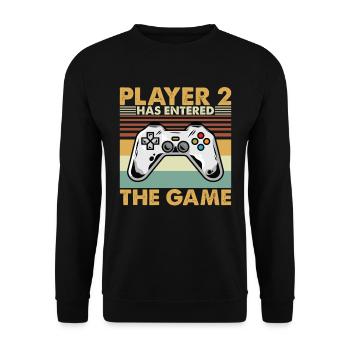 Player 2 Entered The Game Fathers Day - Unisex Pullover - Schwarz - Vorne - Alina (178cm) & Michal (187cm)