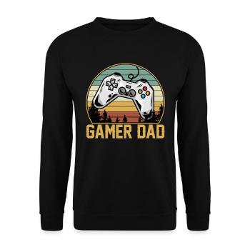 Gamer Dad Vintage Retro Matching - Unisex Pullover - Schwarz - Vorne - Alina (178cm) & Michal (187cm)