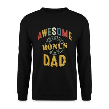 Awesome Bonus Dad Vintage - Unisex Pullover - Schwarz - Vorne - Alina (178cm) & Michal (187cm)