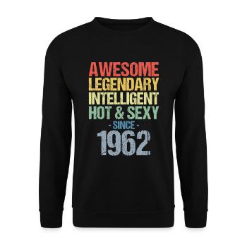 Geboren 1962 Jahrgang 1962 Geburtstag - Unisex Pullover - Schwarz - Vorne - Alina (178cm) & Michal (187cm)