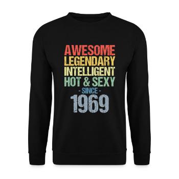 Born 1969 Born 1969 Birthday - Unisex Sweatshirt - black - Front - Alina (178cm) & Michal (187cm)