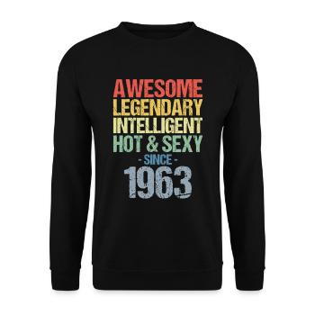 Geboren 1963 Jahrgang 1963 Geburtstag - Unisex Pullover - Schwarz - Vorne - Alina (178cm) & Michal (187cm)