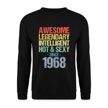 Geboren 1968 Jahrgang 1968 Geburtstag - Unisex Pullover - Schwarz - Vorne - Alina (178cm) & Michal (187cm)