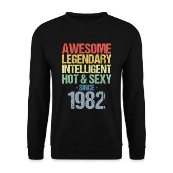 Born 1982 Born 1982 Birthday - Unisex Sweatshirt - black - Front - Alina (178cm) & Michal (187cm)
