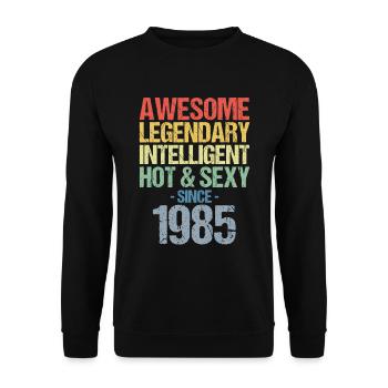 Geboren 1985 Jahrgang 1985 Geburtstag - Unisex Pullover - Schwarz - Vorne - Alina (178cm) & Michal (187cm)