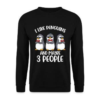 I Like Penguins Penguin Gift - Unisex Sweatshirt - black - Front - Alina (178cm) & Michal (187cm)