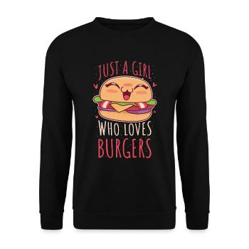 Just A Girl Who Loves Burgers Burger Gift - Unisex Sweatshirt - black - Front - Alina (178cm) & Michal (187cm)
