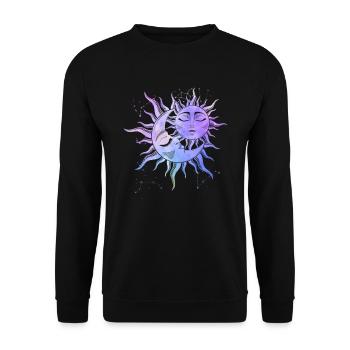 Soleil Lune Amour Étoiles Occultes Symbole Magique - Sweat-shirt Unisexe - noir - Devant - Alina (178cm) & Michal (187cm)