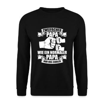 Zweifacher Papa Zwillinge Vatertag Geschenk - Unisex Pullover - Schwarz - Vorne - Alina (178cm) & Michal (187cm)