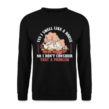 Yes I Smell Like A Horse Pferd Geschenk - Unisex Pullover - Schwarz - Vorne - Alina (178cm) & Michal (187cm)