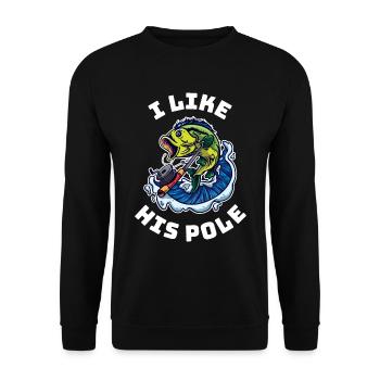 J’aime son cadeau de pêche à la perche - Sweat-shirt Unisexe - noir - Devant - Alina (178cm) & Michal (187cm)
