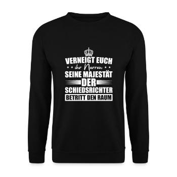 Fußball Sport Schiri Schiedsrichter Geschenk - Unisex Pullover - Schwarz - Vorne - Alina (178cm) & Michal (187cm)