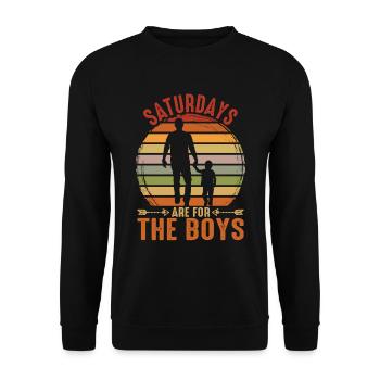 Saturdays Are For The Boys Vintage Retro - Unisex Sweatshirt - black - Front - Alina (178cm) & Michal (187cm)