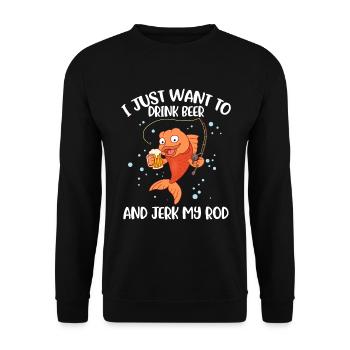 Buvez de la bière et secouez mon cadeau de pêche à la canne - Sweat-shirt Unisexe - noir - Devant - Alina (178cm) & Michal (187cm)