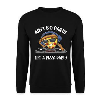 Aint No Party Like A Pizza Party Pizza Geschenk - Unisex Pullover - Schwarz - Vorne - Alina (178cm) & Michal (187cm)