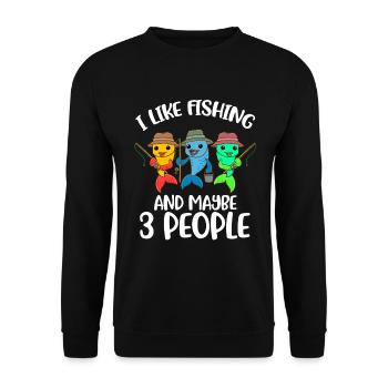 J’aime la pêche et peut-être 3 personnes cadeau de pêche - Sweat-shirt Unisexe - noir - Devant - Alina (178cm) & Michal (187cm)