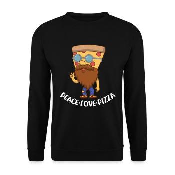 Peace Love Pizza Pizza Geschenk - Unisex Pullover - Schwarz - Vorne - Alina (178cm) & Michal (187cm)