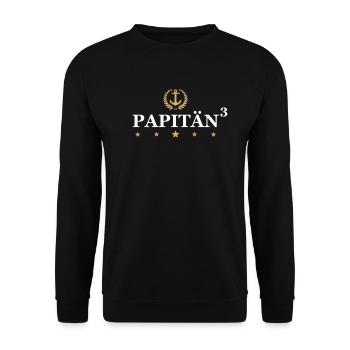 Papitän Vater 3 Kinder Opa Anker dreifacher Papa - Unisex Pullover - Schwarz - Vorne - Alina (178cm) & Michal (187cm)