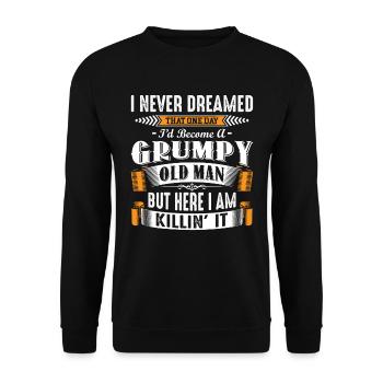 Grumpy Old Man Fathers Day - Unisex Pullover - Schwarz - Vorne - Alina (178cm) & Michal (187cm)