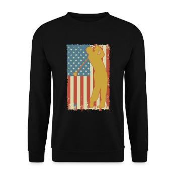 Golfing American Flag - Unisex Sweatshirt - black - Front - Alina (178cm) & Michal (187cm)