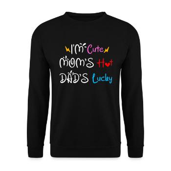 I'm Cute Mom's Hot Dad's Lucky Baby Onesie - Unisex Sweatshirt - black - Front - Alina (178cm) & Michal (187cm)
