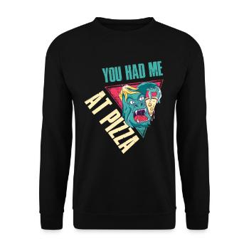 You Had Me At Pizza Pizza Gift - Unisex Sweatshirt - black - Front - Alina (178cm) & Michal (187cm)