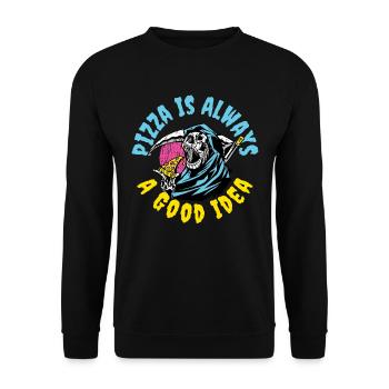 Pizza Is Always A Good Idea Pizza Gift - Unisex Sweatshirt - black - Front - Alina (178cm) & Michal (187cm)