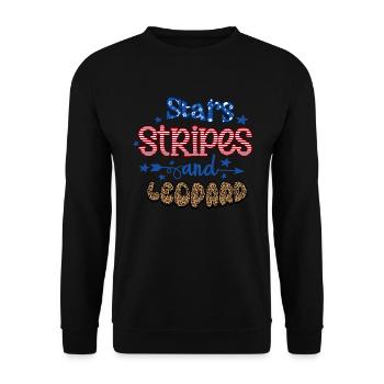 Stars Stripes et Leopard Joyeux 4 juillet - Sweat-shirt Unisexe - noir - Devant - Alina (178cm) & Michal (187cm)