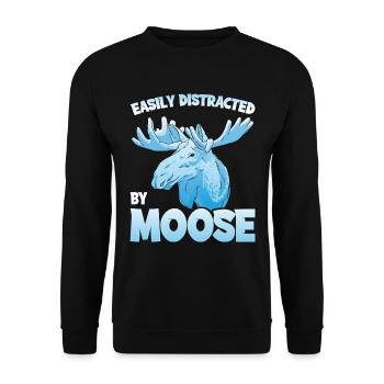 Easily Distracted By Moose Moose Moose Gift - Unisex Sweatshirt - black - Front - Alina (178cm) & Michal (187cm)