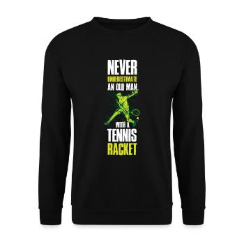 Vieil homme avec une raquette de tennis cadeau de tennis - Sweat-shirt Unisexe - noir - Devant - Alina (178cm) & Michal (187cm)