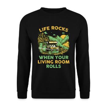 When Your Living Room Rolls Motorhome Gift - Unisex Sweatshirt - black - Front - Alina (178cm) & Michal (187cm)