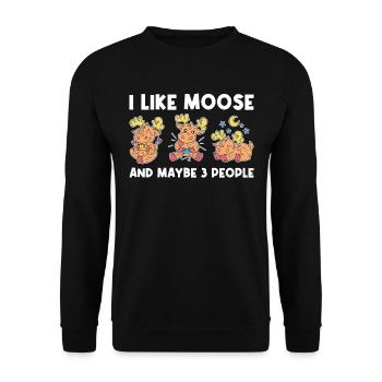 I Like Moose And Maybe 3 People Moose Gift - Unisex Sweatshirt - black - Front - Alina (178cm) & Michal (187cm)