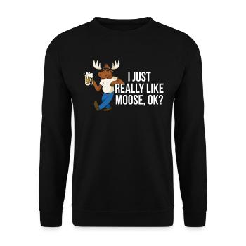 I Just Really Like Moose Ok Moose Gift - Unisex Sweatshirt - black - Front - Alina (178cm) & Michal (187cm)