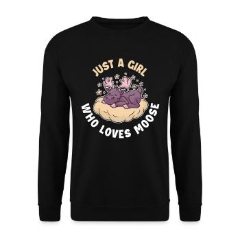 Just a Girl Who Loves Moose Moose Gift - Unisex Sweatshirt - black - Front - Alina (178cm) & Michal (187cm)