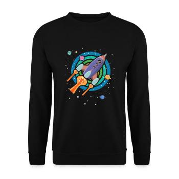 Rakete Weltraum Raumschiff Abenteuer - Unisex Pullover - Schwarz - Vorne - Alina (178cm) & Michal (187cm)