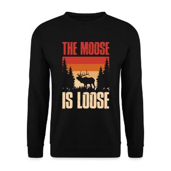 The Moose Is Loose Moose Gift - Unisex Sweatshirt - black - Front - Alina (178cm) & Michal (187cm)