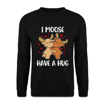 I Moose Have A Hug Moose Gift - Unisex Sweatshirt - black - Front - Alina (178cm) & Michal (187cm)