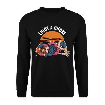 Enjoy A Choke Jiu Jitsu Gift - Unisex Sweatshirt - black - Front - Alina (178cm) & Michal (187cm)