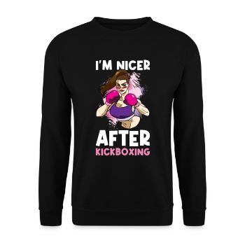 Dans le plus agréable après kickboxing Kickboxing Cadeau - Sweat-shirt Unisexe - noir - Devant - Alina (178cm) & Michal (187cm)