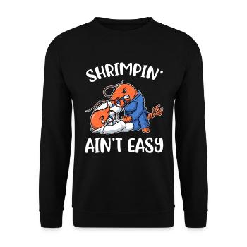 Shrimpin Aint Easy Jiu Jitsu Geschenk - Unisex Pullover - Schwarz - Vorne - Alina (178cm) & Michal (187cm)