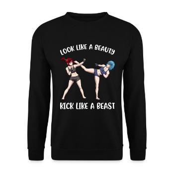 Kick Like A Beast Kickboxing Cadeau - Sweat-shirt Unisexe - noir - Devant - Alina (178cm) & Michal (187cm)